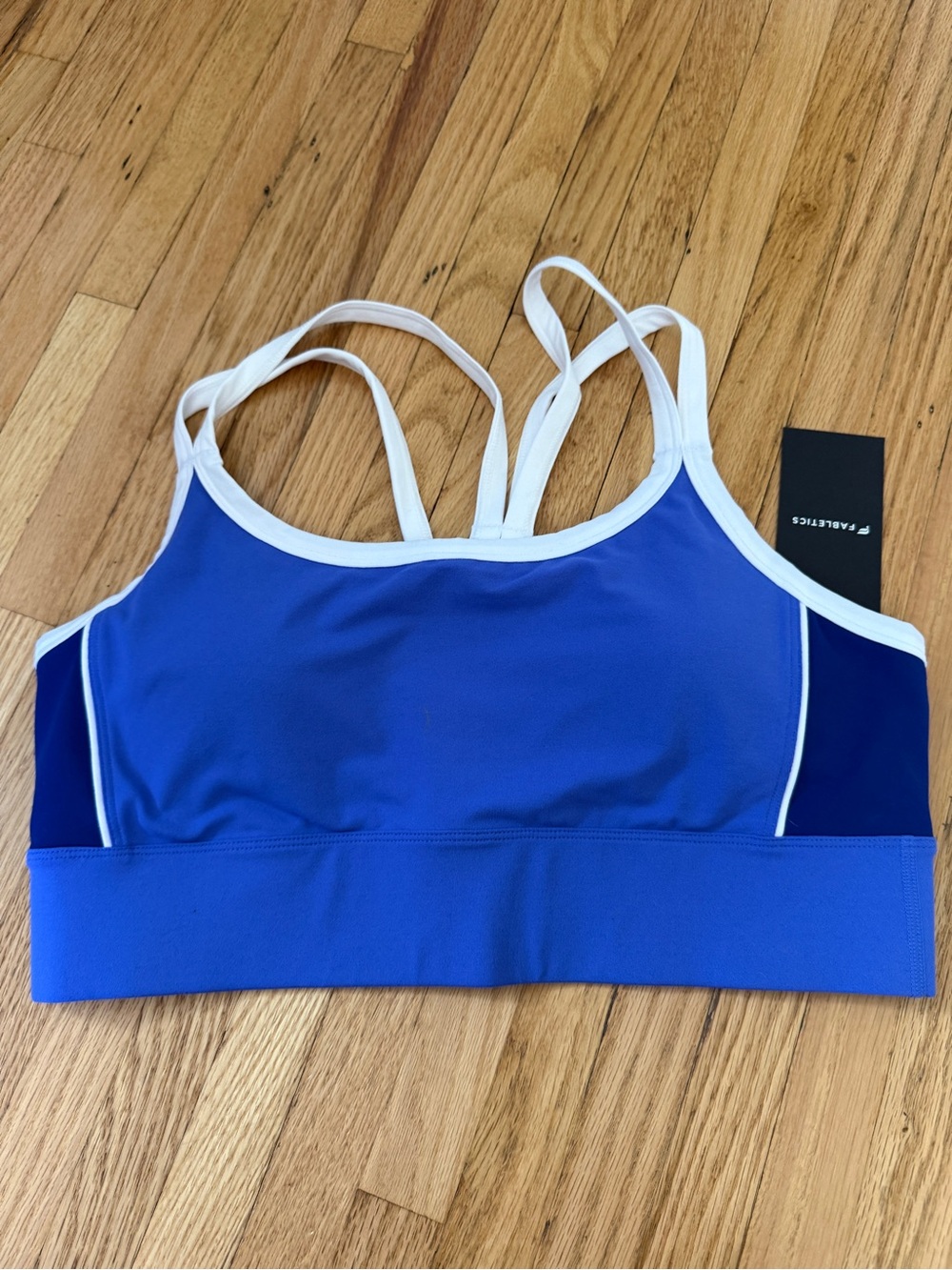 Fabletics Blue and White Contrast Strappy Sports Bra